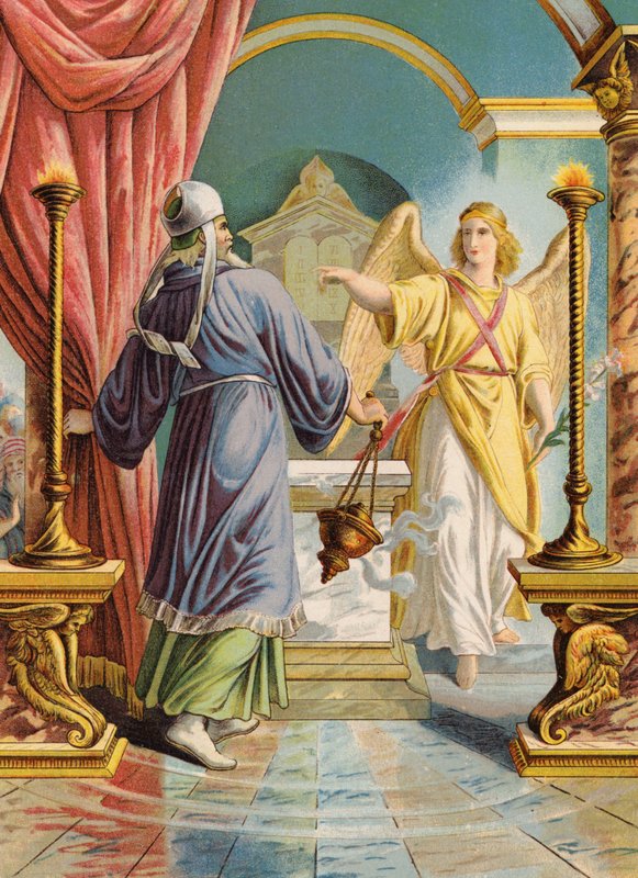 Zocharias i templet (färglitografi) av Julius (after) Schnorr von Carolsfeld