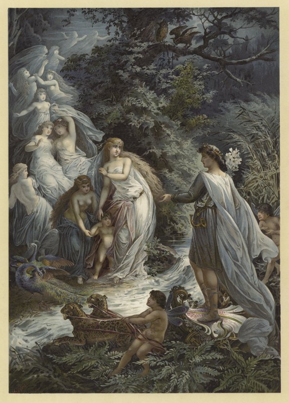 Illustration till en midsommarnattsdröm (chromolitho) av Julius Hoeppner
