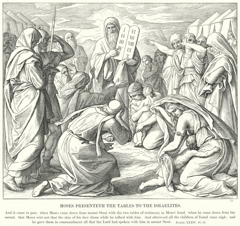 Moses presenterar tavlorna för israeliterna av Julius Schnorr von Carolsfeld