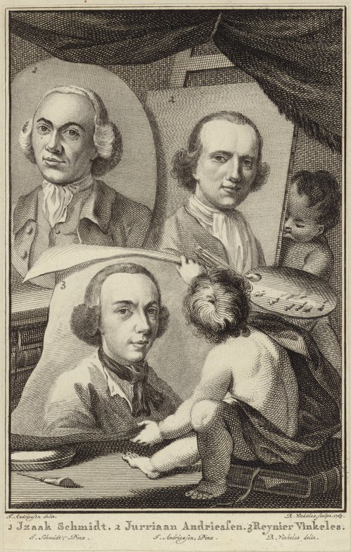 Porträtt av Izaak Schmidt, Jurriaen Andriessen och Reinier Vinkeles av Jurriaan Andriessen
