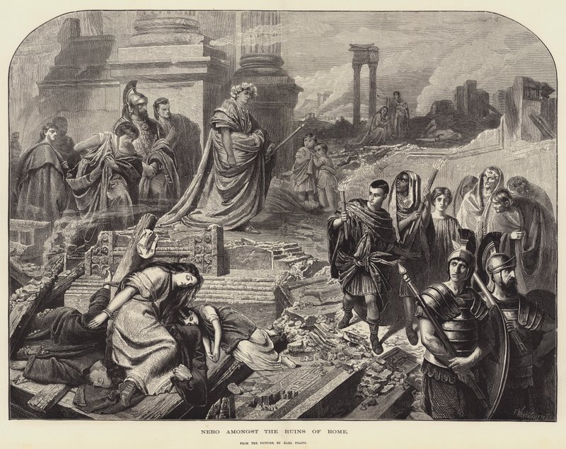 Nero bland ruinerna av Rom av Karl Theodor von Piloty