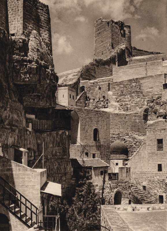 Mar Saba, Tower of Eudoxia och kloster (s/v foto) av Karl Grober