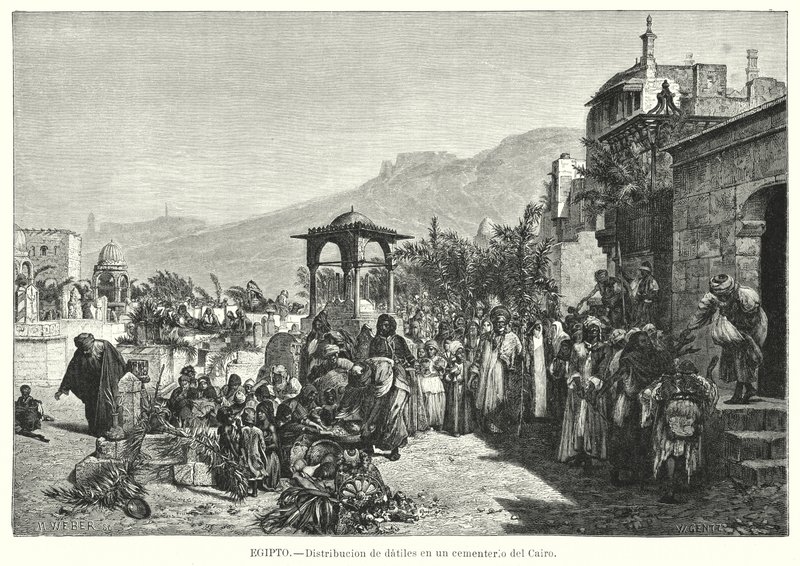 Distribution av datum på en kyrkogård, Kairo, Egypten (litho) av Karl Wilhelm Gentz