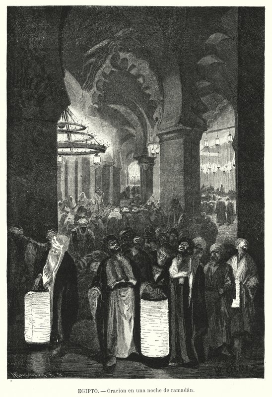 Kvällsböner under Ramadan, Egypten (litho) av Karl Wilhelm Gentz