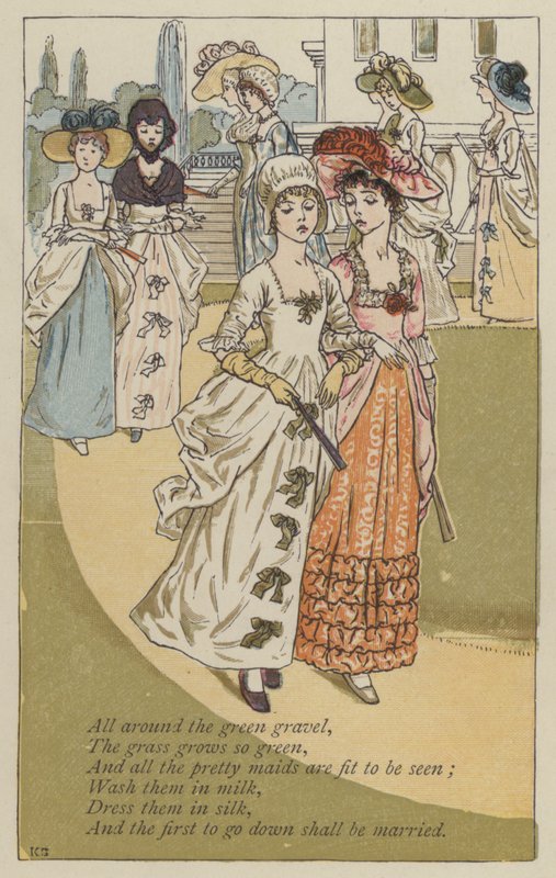 Runt om det gröna gruset (färg litho) av Kate (after) Greenaway