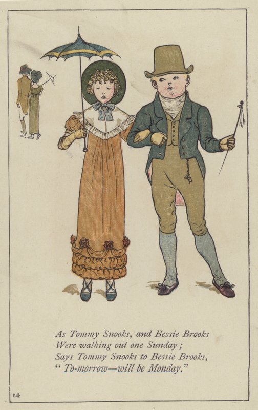 Som Tommy Snooks och Bessie Brooks (litho i färg) av Kate (after) Greenaway