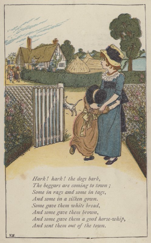 Hark! hark! hundarna skäller (färg litho) av Kate (after) Greenaway