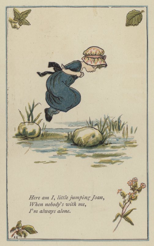Här är jag, lilla hoppande Joan (färg litho) av Kate (after) Greenaway
