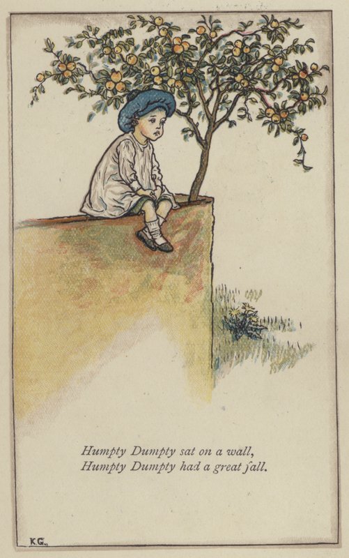 Humpty Dumpty satt på en vägg (färg litho) av Kate (after) Greenaway