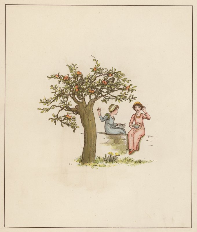 Kate Greenaway-illustration för The Pied Piper of Hamelin av Robert Browning (lito i färg) av Kate (after) Greenaway