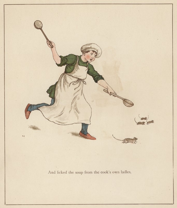 Kate Greenaway-illustration för The Pied Piper of Hamelin av Robert Browning (lito i färg) av Kate (after) Greenaway