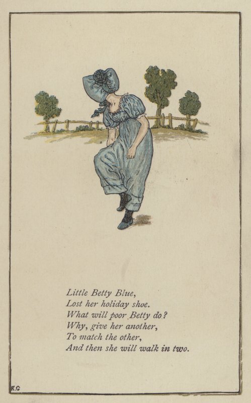 Little Betty Blue (färg litho) av Kate (after) Greenaway