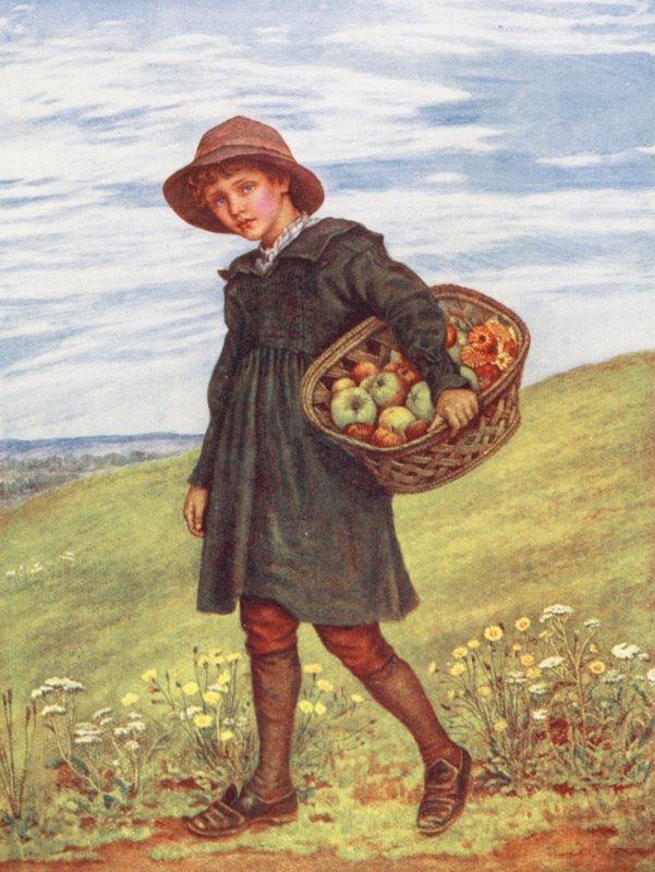 På väg till byn (färglitografi) av Kate (after) Greenaway