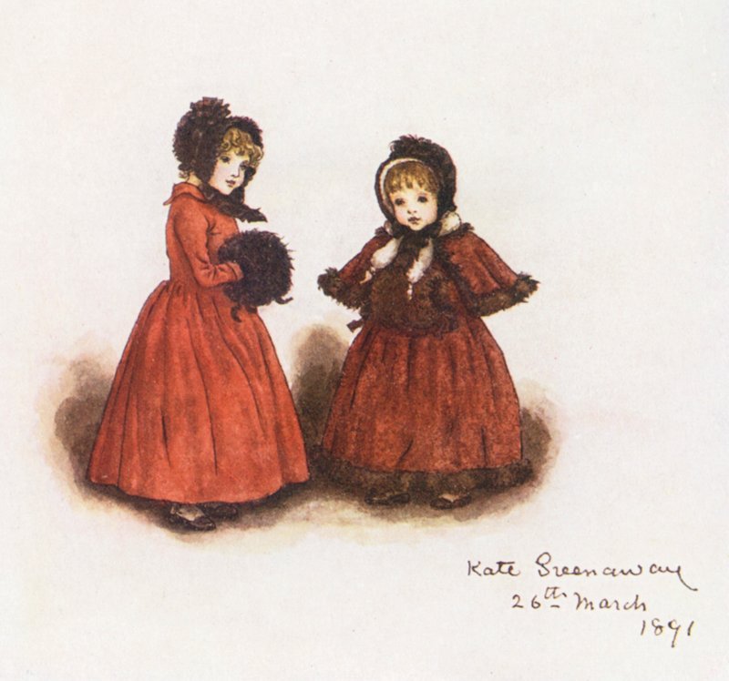 Ut på en promenad (färglitografi) av Kate (after) Greenaway