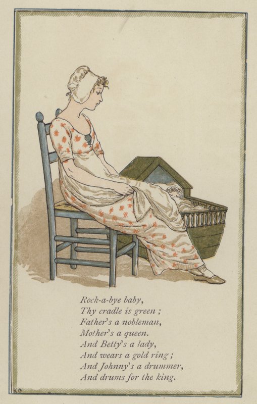 Rock-a-bye baby (färg litho) av Kate (after) Greenaway
