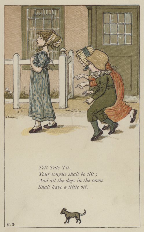 Tell Tale Tit (färg litho) av Kate (after) Greenaway