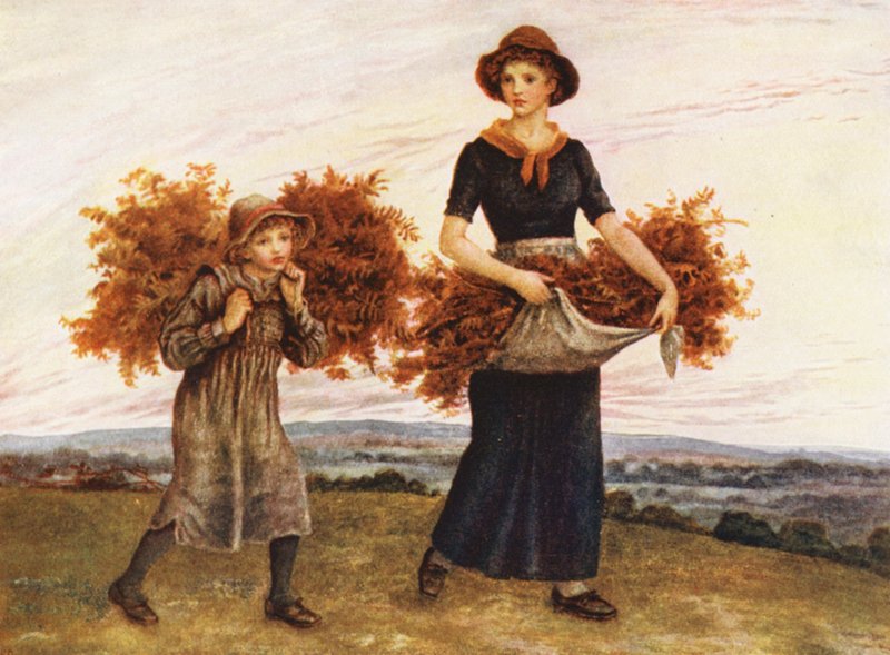 The Bracken Gatherers (färglitografi) av Kate (after) Greenaway
