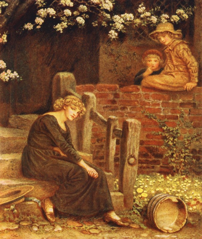 Fabeln om flickan och hennes mjölkhink (färglitografi) av Kate (after) Greenaway