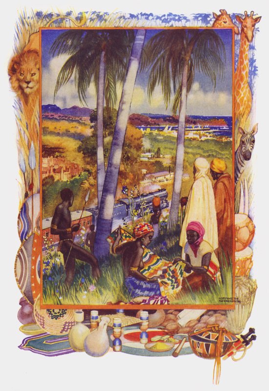 Öst- och Västafrika (färg litho) av Kenneth Shoesmith