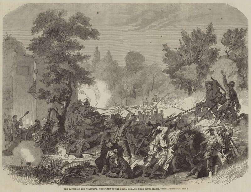Slaget vid Volturno, kampen vid Porta Romano, nära Santa Maria av Konrad Grob