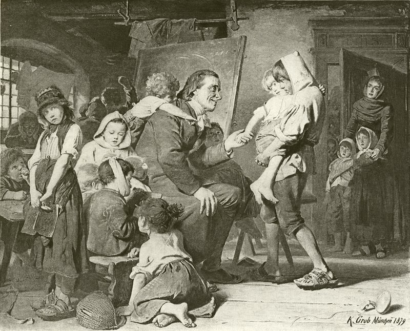 Pestalozzi, barnens vän (gravyr) av Konrad Grob