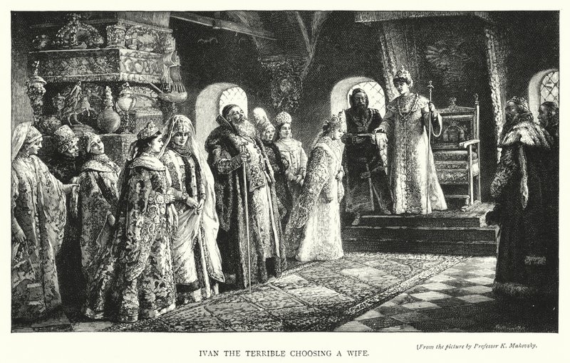 Ivan den fruktansvärda väljer en fru (gravyr) av Konstantin Egorovich Makovsky