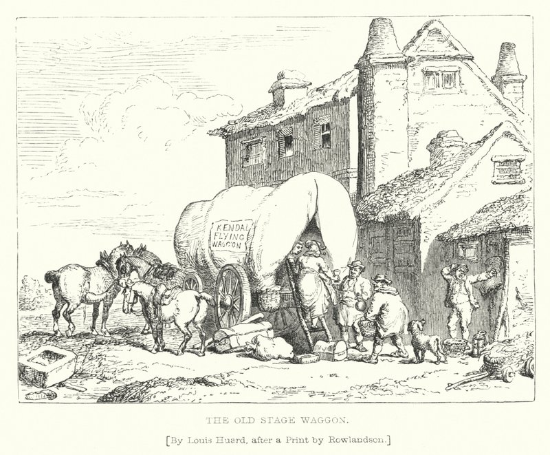 The Old Stage Waggon (gravyr) av L. Huard