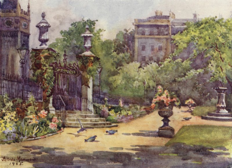 The Inner Temple Garden (färg litho) av Lady Victoria Marjorie Harriet Manners
