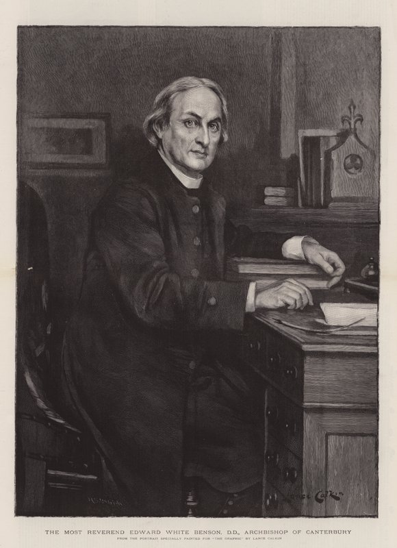 The Most Reverend Edward White Benson, DD, ärkebiskop av Canterbury (gravyr) av Lance Calkin