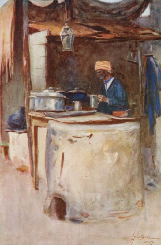 Egyptens folk: A Public Cook, Tabak Omumi (färglitografi) av Lance Thackeray
