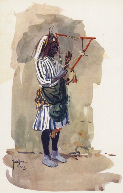 Människor i Egypten: Dansande neger, Abde Rakes (färglitografi) av Lance Thackeray