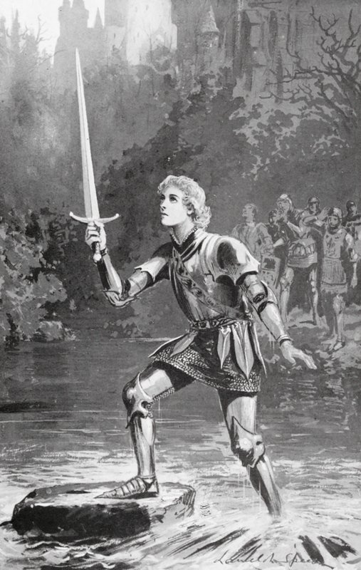 Galahad lyfte svärdet ganska lätt (litografi) av Lancelot Speed