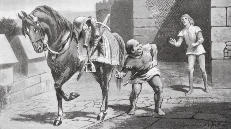 Hans mor skickade en vacker häst och en fin rustning till Gareth (litografi) av Lancelot Speed