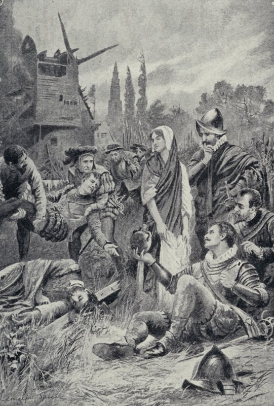 Sir Philip Sidney vid slaget vid Zutphen (litho) av Lancelot Speed