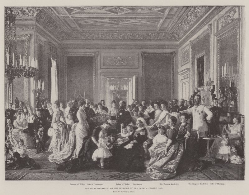 Den kungliga sammankomsten i samband med drottningens jubileum, 1887 av Laurits Regner Tuxen