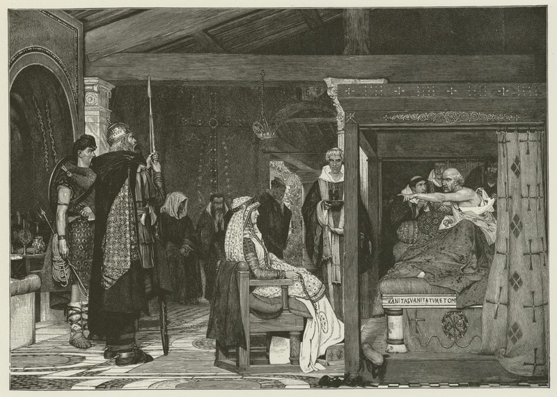 Fredegonde vid Praetextatus dödsbädd av Lawrence Alma Tadema
