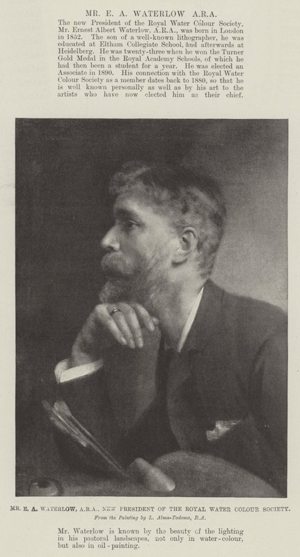 Mr E A Waterlow, ARA, ny ordförande för Royal Water Color Society av Lawrence Alma Tadema