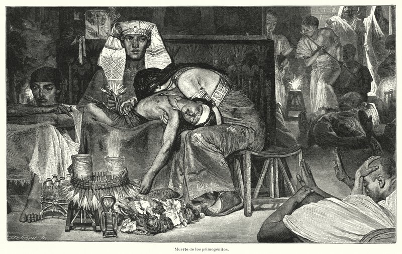 Den förstföddes död: den sista av Egyptens tio plågor (litho) av Lawrence (after) Alma Tadema