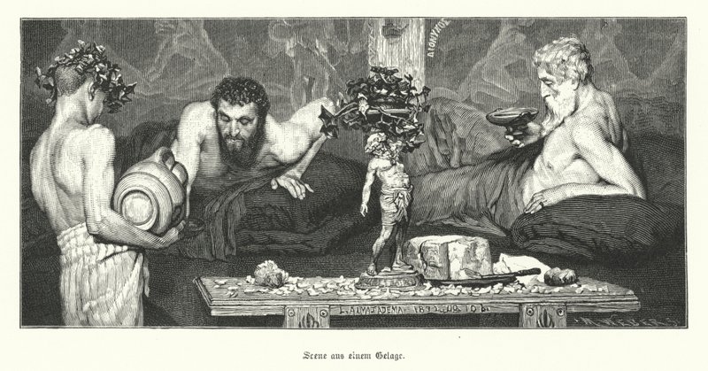 Grekiskt vin (gravyr) av Lawrence (after) Alma Tadema