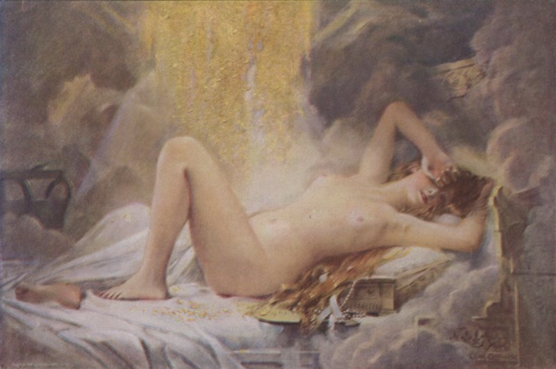 Danae och guldduschen av Leon Francois Comerre