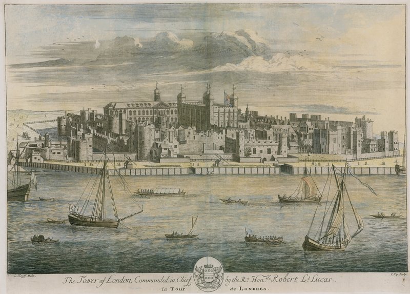 Towern i London under befäl av högern Robert Lucas av Leonard Knyff