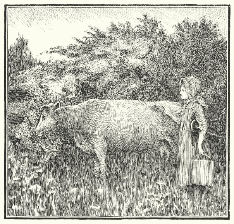 Mjuk ko bonny, släpp ner din mjölk (gravyr) av Leonard Leslie Brooke