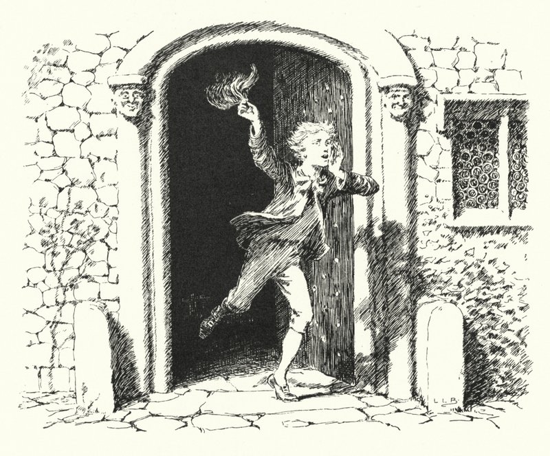 Flickor och pojkar, kom ut för att leka; månen lyser lika starkt som dagen (gravyr) av Leonard Leslie Brooke
