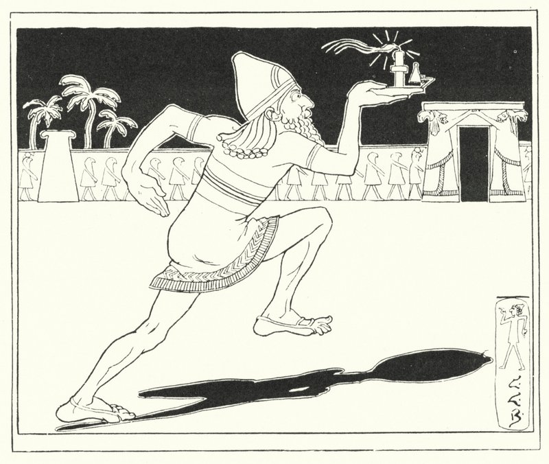 Hur många miles är det till Babylon? tretio mil och tio (gravyr) av Leonard Leslie Brooke