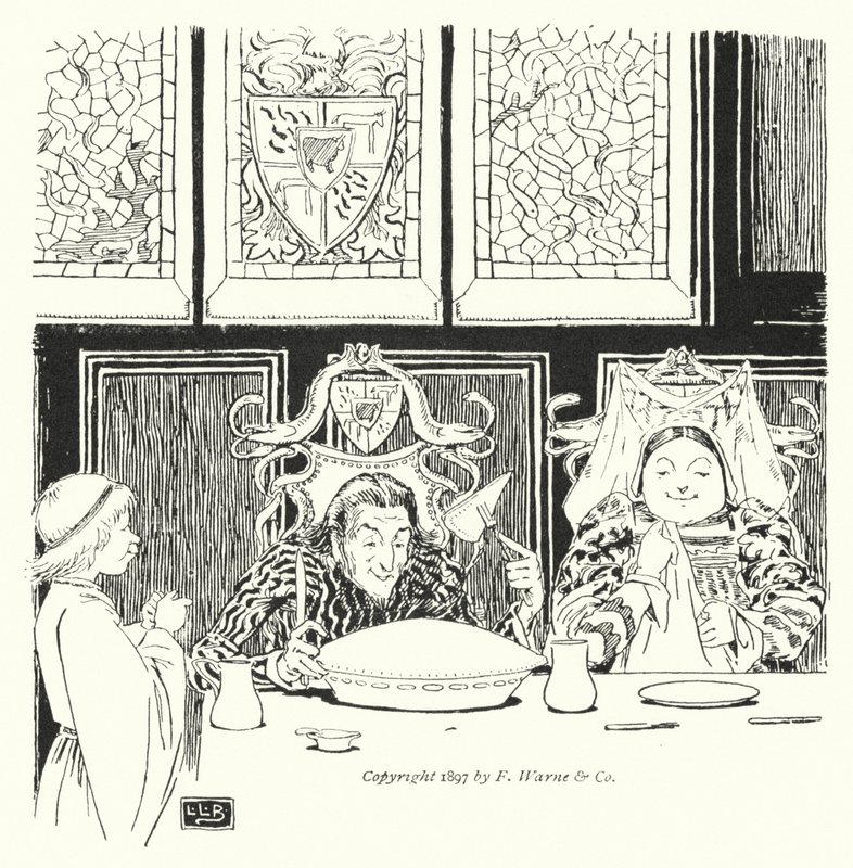 Jack Sprat kunde inte äta fett, hans fru kunde inte äta magert (gravyr) av Leonard Leslie Brooke