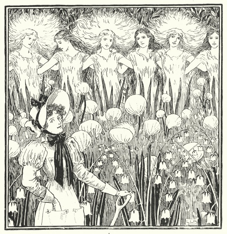 Mistress Mary, tvärtom, hur växer din trädgård (gravyr) av Leonard Leslie Brooke