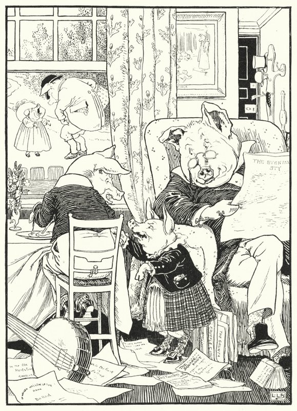 De fem grisarna (gravyr) av Leonard Leslie Brooke