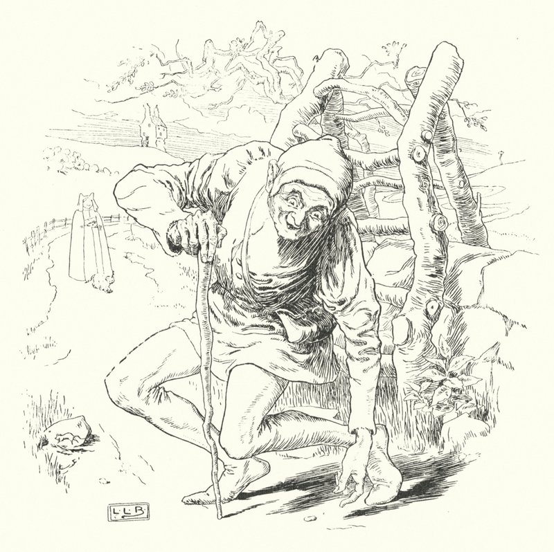 Det var en krokig man, och han gick en krokig mil (gravyr) av Leonard Leslie Brooke