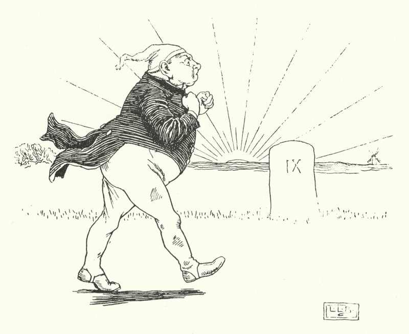 Det fanns en man, och han hade ingenting, och rövare kom för att råna honom (gravyr) av Leonard Leslie Brooke