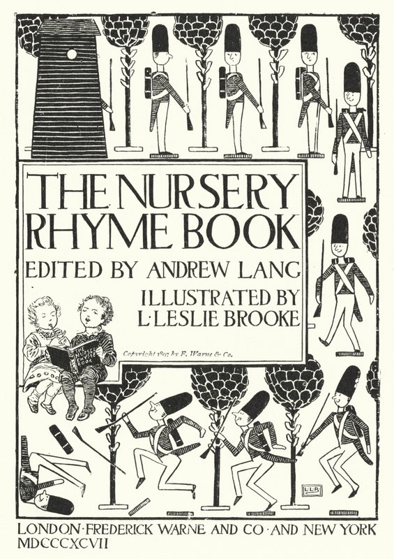Titelsidesillustration för The Nursery Rhyme Book redigerad av Andrew Lang (gravyr) av Leonard Leslie Brooke